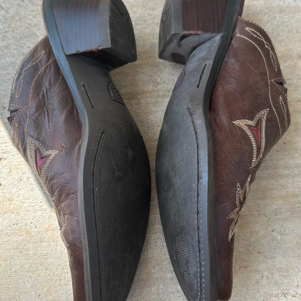 Ariat Manzanita Clogs Mules Shoes Sz 7.5 Western Cowgirl Slip On Brown Leather - Picture 5 of 9